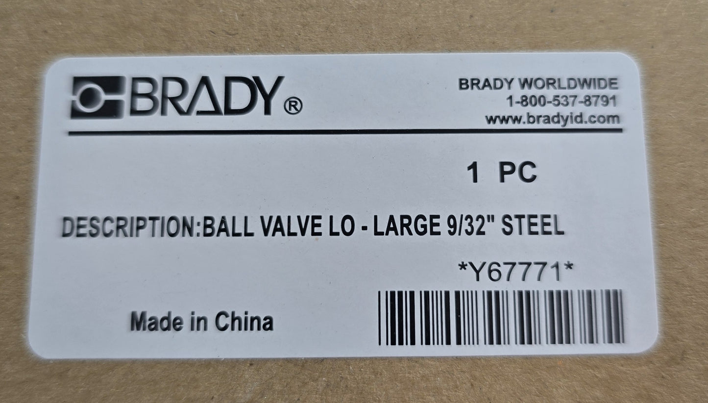 BRADY Y67771 Ball Valve Lockout  65669 Large 9/32" Steel 32-76mm (NEW In Box)