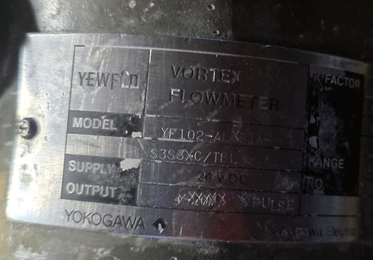 Yokogawa YF102-ALPB1A YEWFLO Vortex Flowmeter 24VDC 0-5m³/h Pulse (Used)