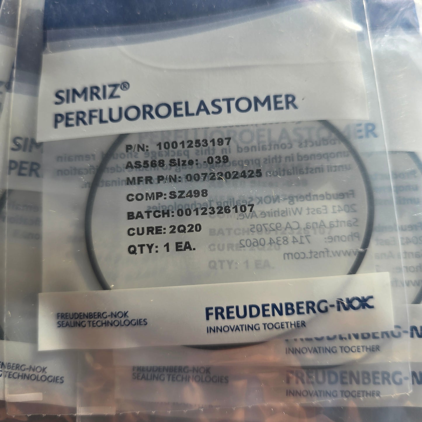 Freudenberg 1001253197 Simriz FFKM O-Ring 2.739" x 0.070" 80 Shore (NEW Sealed)