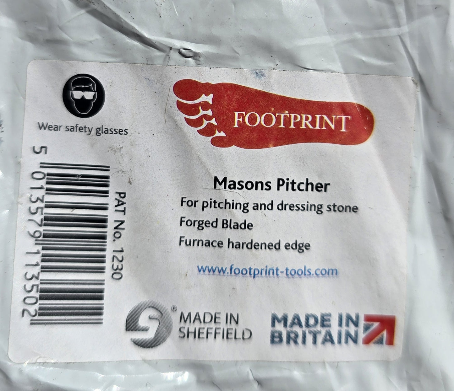 FOOTPRINT 1230 Masons Pitcher Chisel Forged Stone Dressing Tool (NEW Sealed)