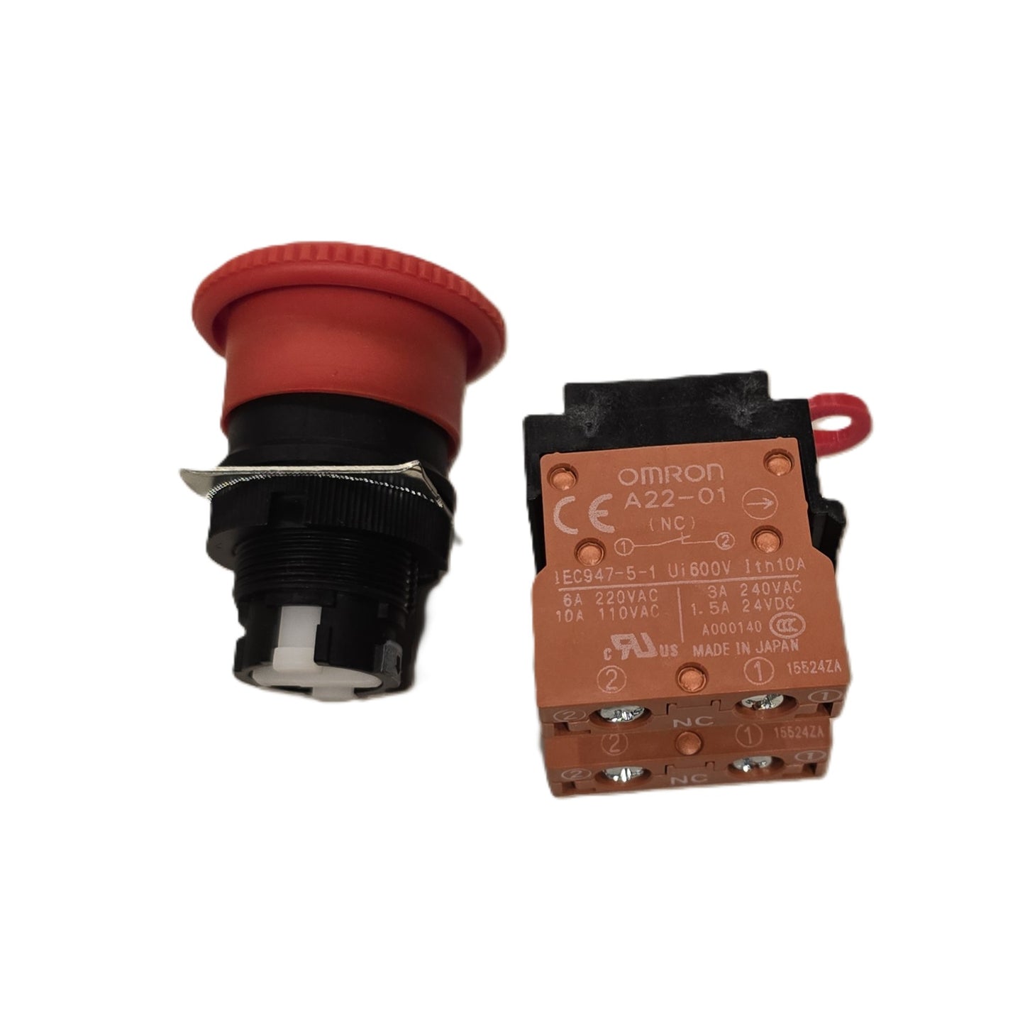 OMRON A22E-M-02 Emergency Stop Pushbutton Switch 2NC 40mm (New Opened)