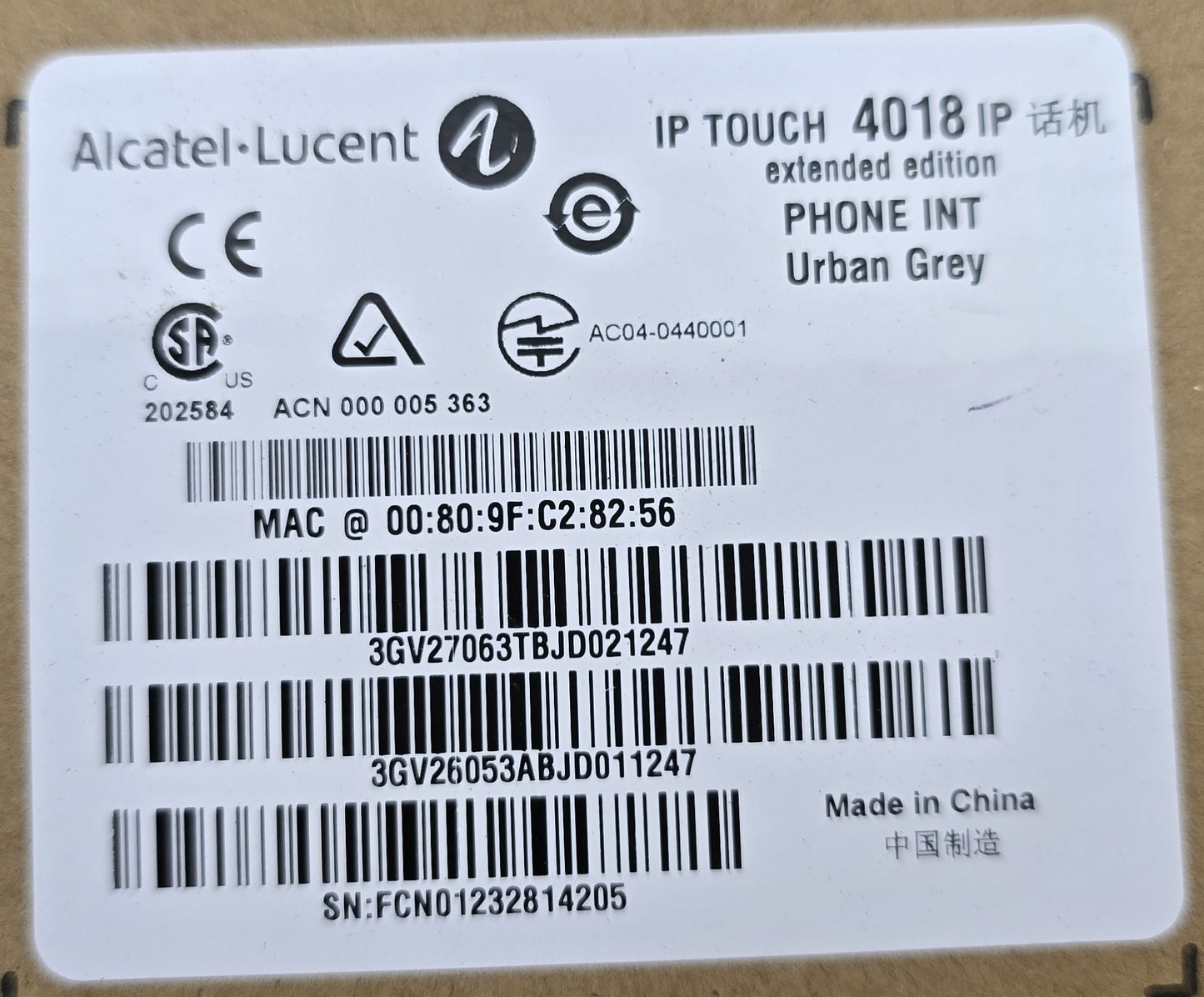 Alcatel-Lucent 4018 IP Touch Deskphone Urban Grey (NEW Sealed)