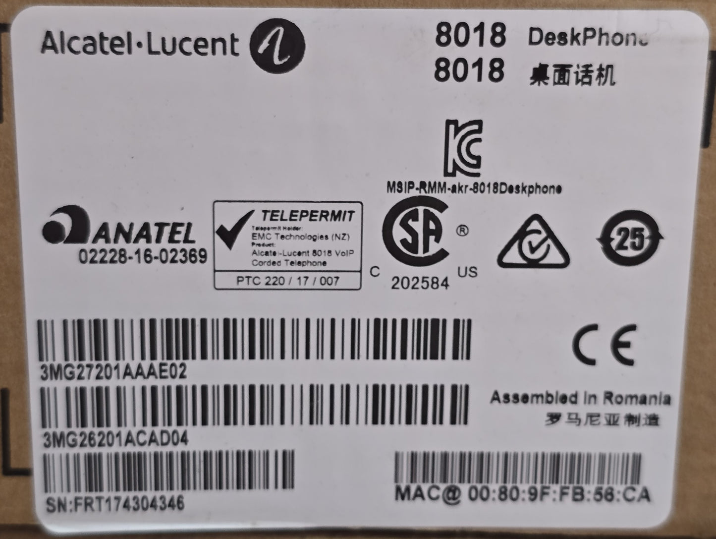 Alcatel-Lucent 8018 DeskPhone Entry-Level IP Phone (NEW Sealed)