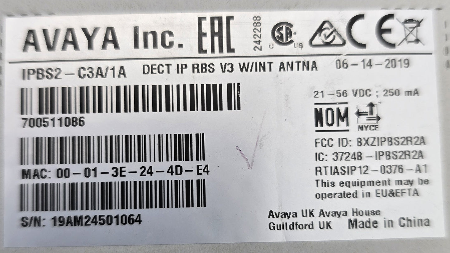 Avaya 700511086 DECT R4 Standard Radio Base Station V3 IPBS (NEW Sealed)