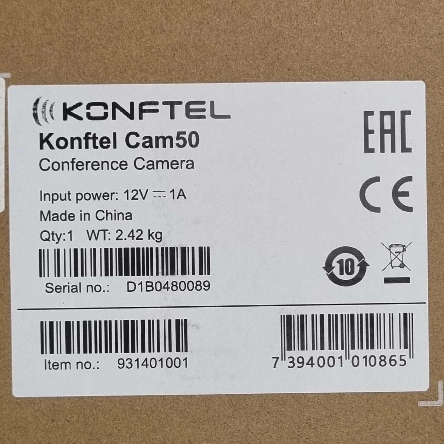 Konftel 931401001 Cam50 USB PTZ Conference Camera 1080p 12x Zoom (NEW In Box)