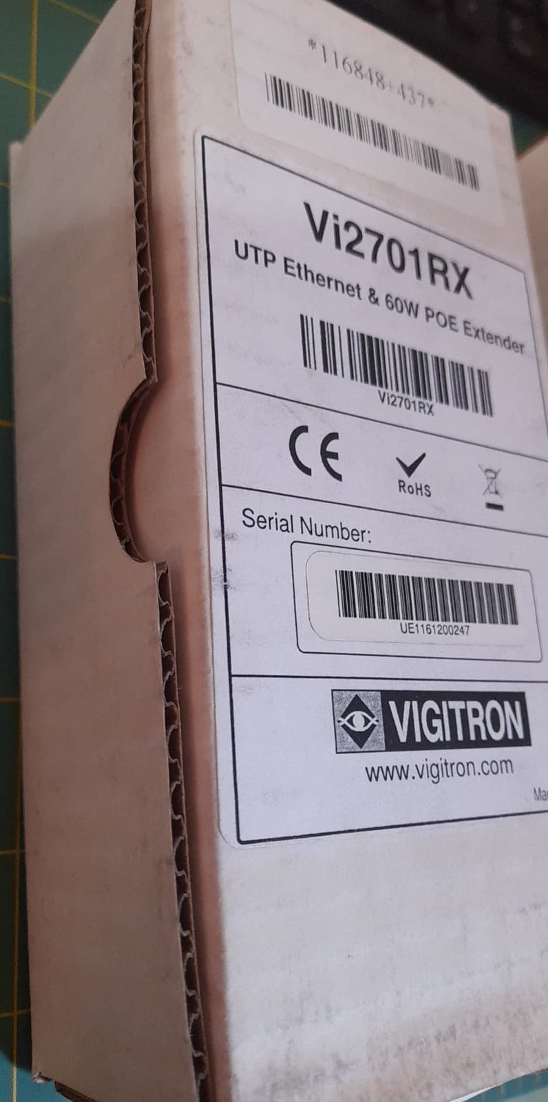 Vi2701RX Vigitron 1-port MaxiiCopper Ethernet Extender Over UTP RX with 60W