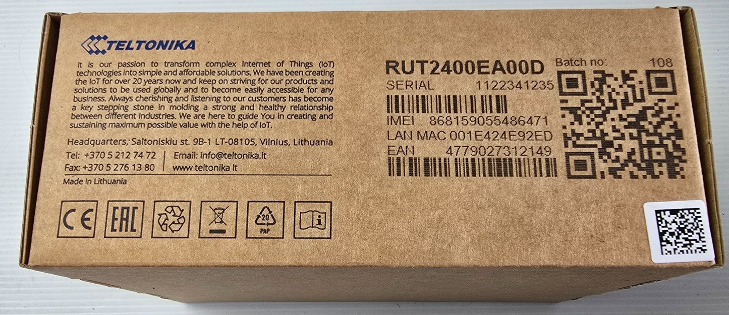 Teltonika RUT240 Industrial 4G LTE Wireless Wi-Fi Router (NEW In Box)