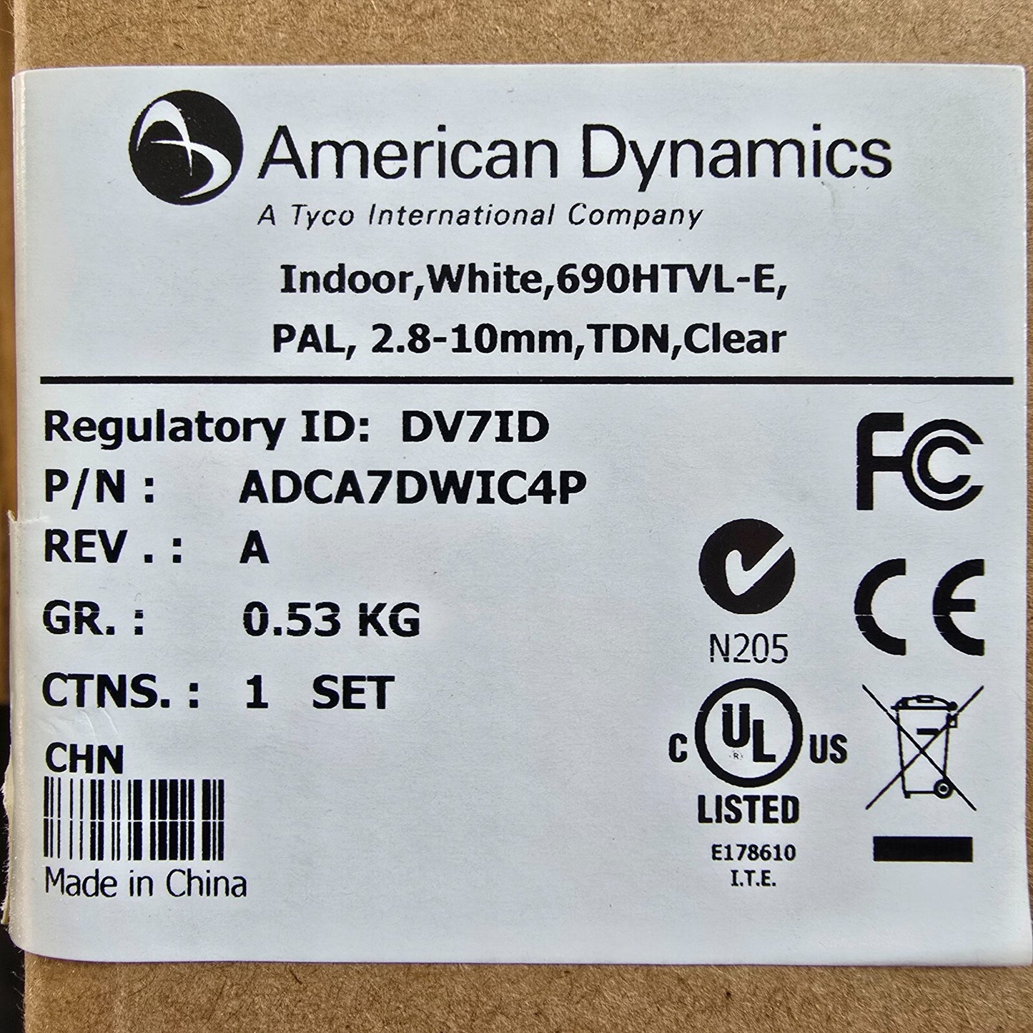 American Dynamics ADCA7DWIC4P Indoor Mini-Dome Camera White PAL (NEW In Box)