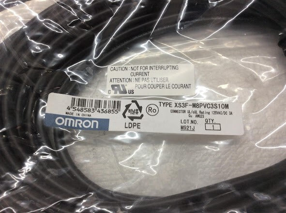 Omron XS3F-M8PVC3S10M Sensor cable, M8 straight socket (F), 3P, PVC, IP67, 10 m