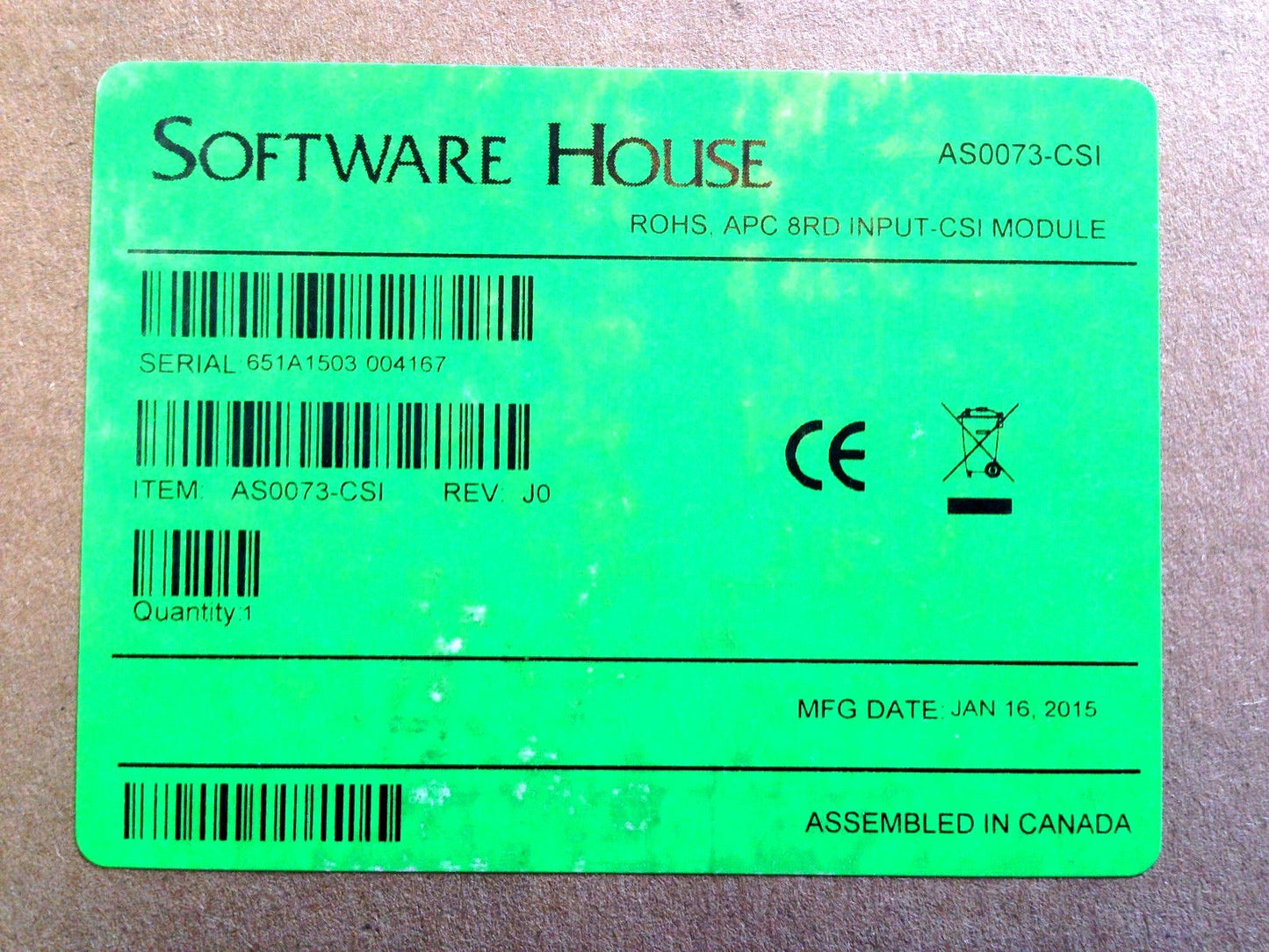 SOFTWARE-HOUSE AS0073-CSI I8-Csi Eight Input Reader Bus ALARM (New In Box)
