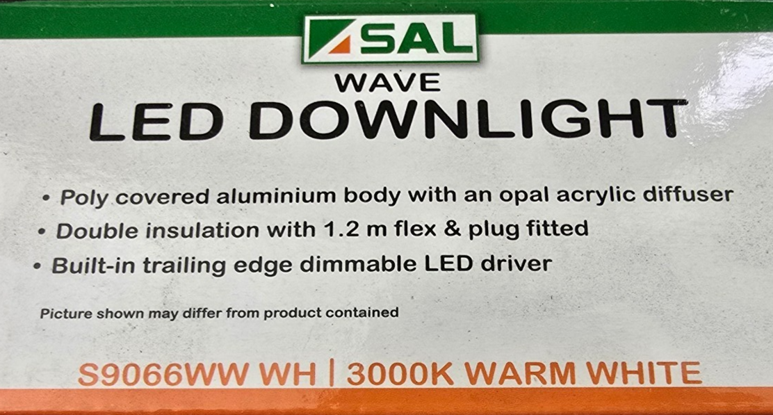 SAL S9066WW WAVE DIMMABLE LED DOWNLIGHT 3000K Warm White (NEW In Box)