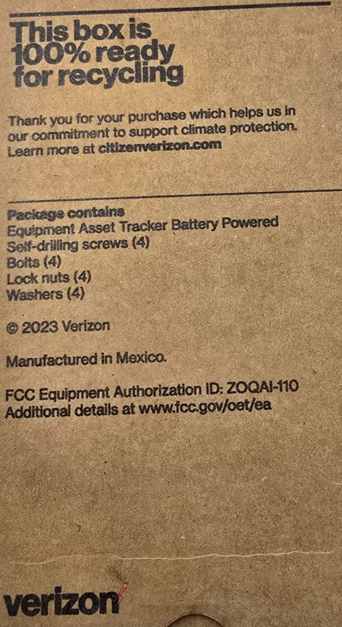 Verizon VZ-MRDZ-001-AU Equipment Asset Tracker Battery Power AI-110 (NEW In Box)