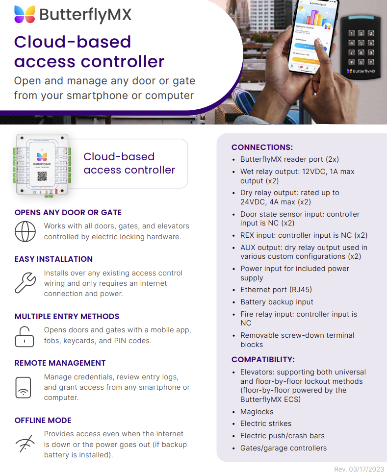 ButterflyMX 2-Door Access Controller Kit PSU DIN Keypad Reader & Fobs (NEW)
