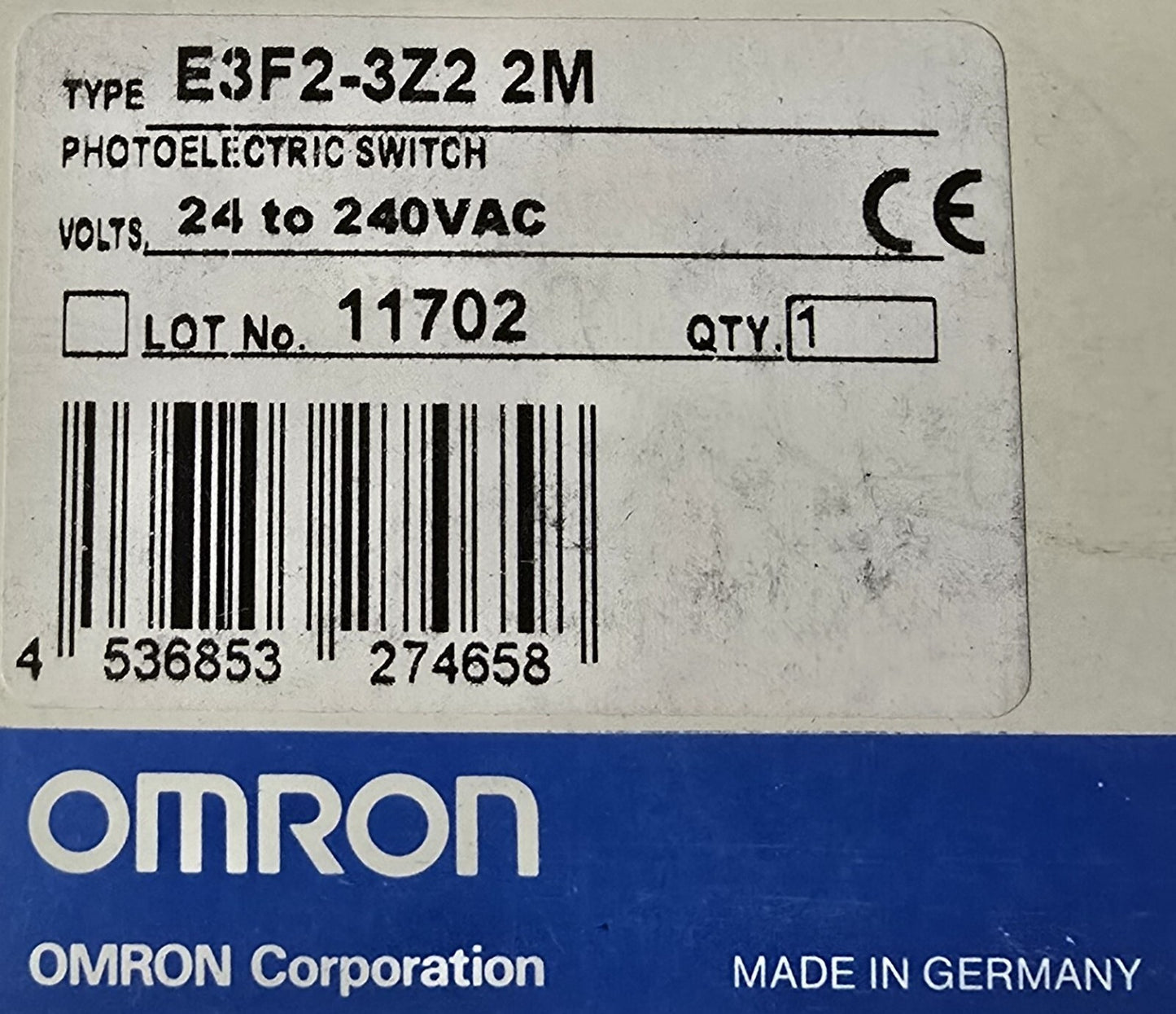 OMRON E3F2-3Z2-2M Photoelectric Sensors DARK-ON THRU BEAM