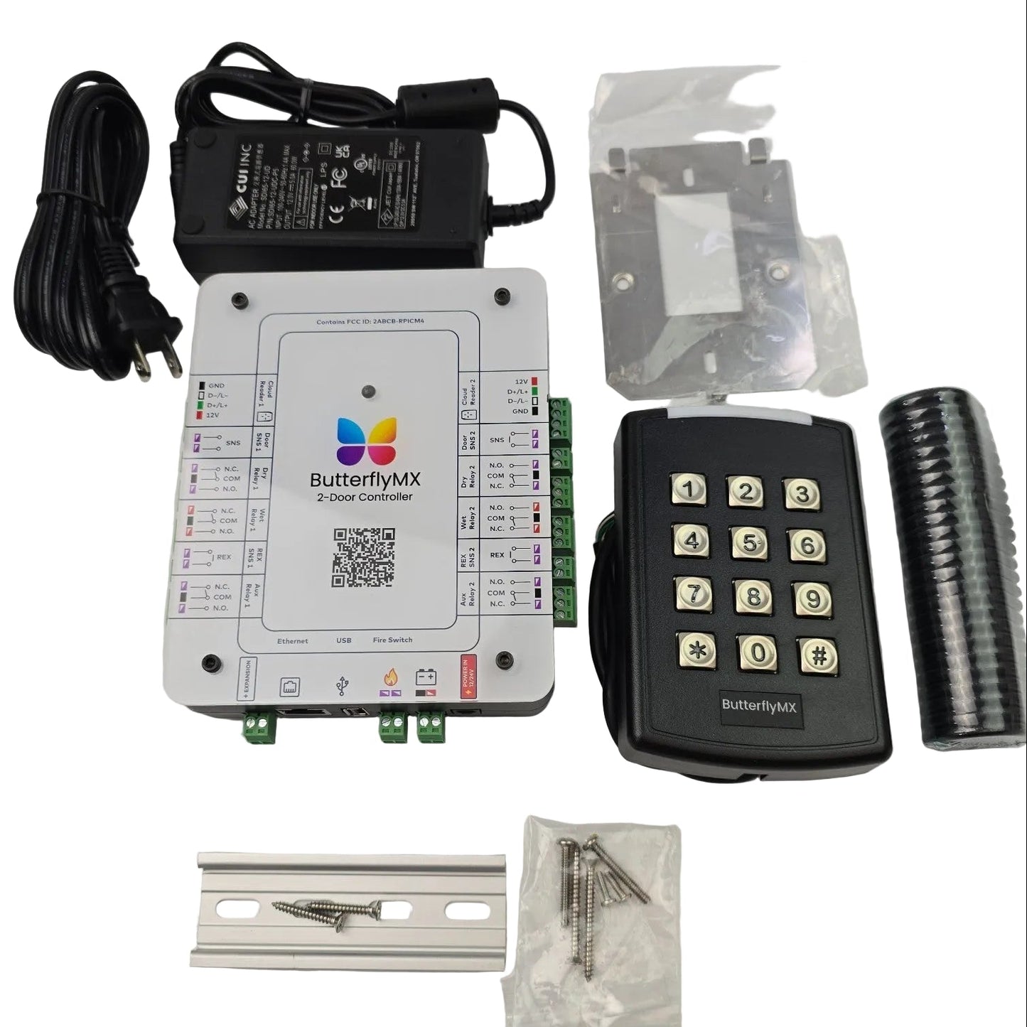 ButterflyMX 2-Door Access Controller Kit PSU DIN Keypad Reader & Fobs (NEW)