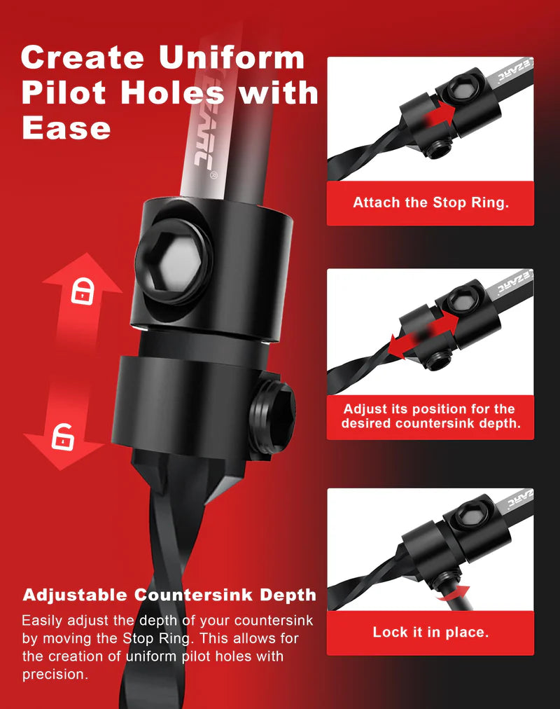 EZARC 80331010 Countersink Drill Bit Set 15-Piece HSS (NEW Sealed)