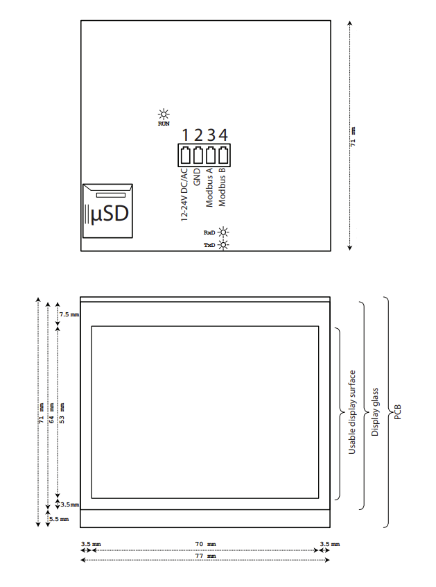 Fidelix FX-RP-C multiDISPLAY 3.5" Touchscreen Modbus Room Panel (USED No Acc)
