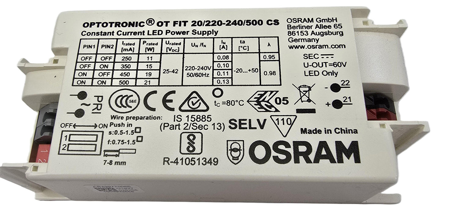 Osram Optotronic OT FIT 20/220-240/500 CS LED Driver (NEW)
