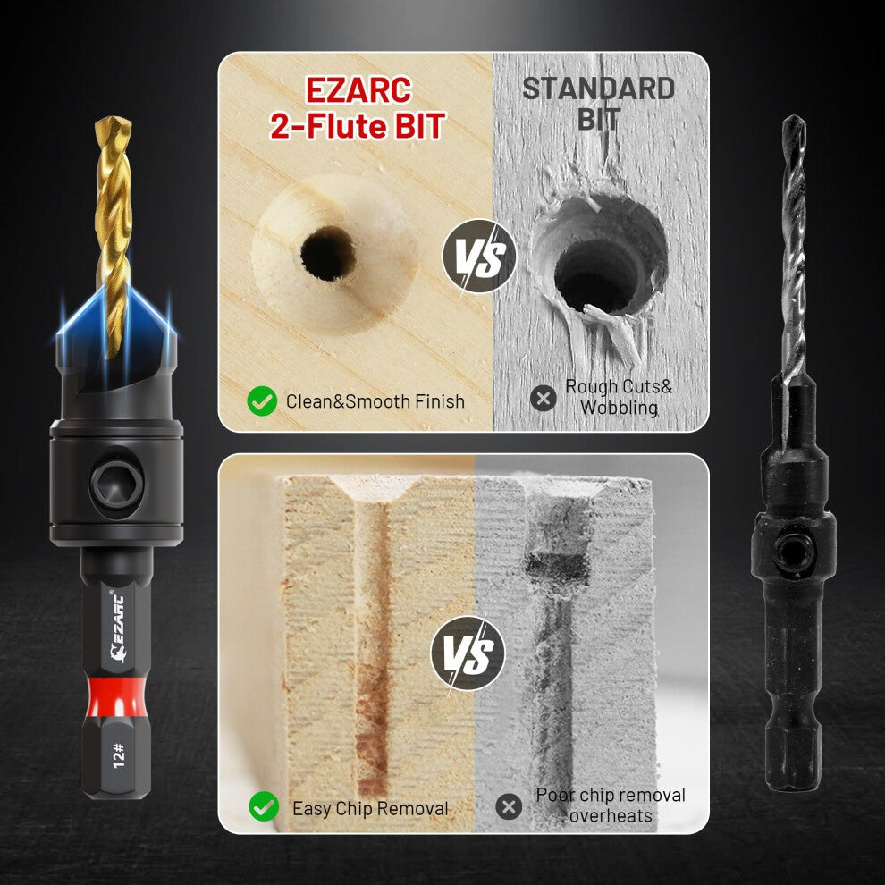 EZARC 80331012 12 Piece Countersink Drill Bit Set HSS (NEW Sealed)