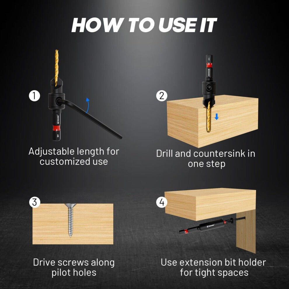 EZARC 80331012 12 Piece Countersink Drill Bit Set HSS (NEW Sealed)