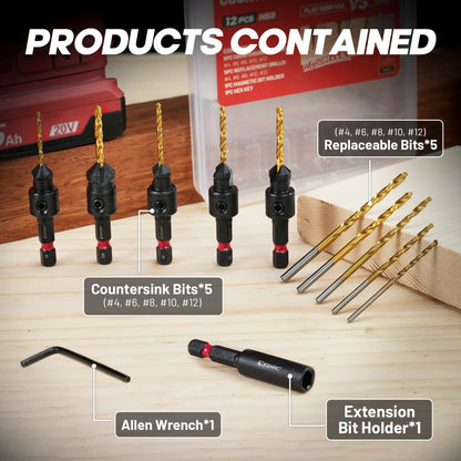 EZARC 80331012 12 Piece Countersink Drill Bit Set HSS (NEW Sealed)