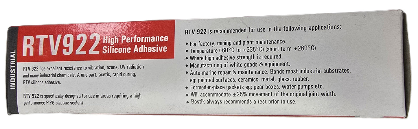 Bostik RTV922 Industrial Silicone Adhesive Sealant 150g Trans (NEW Sealed)