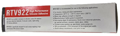 Bostik RTV922 Industrial Silicone Adhesive Sealant 150g Trans (NEW Sealed)