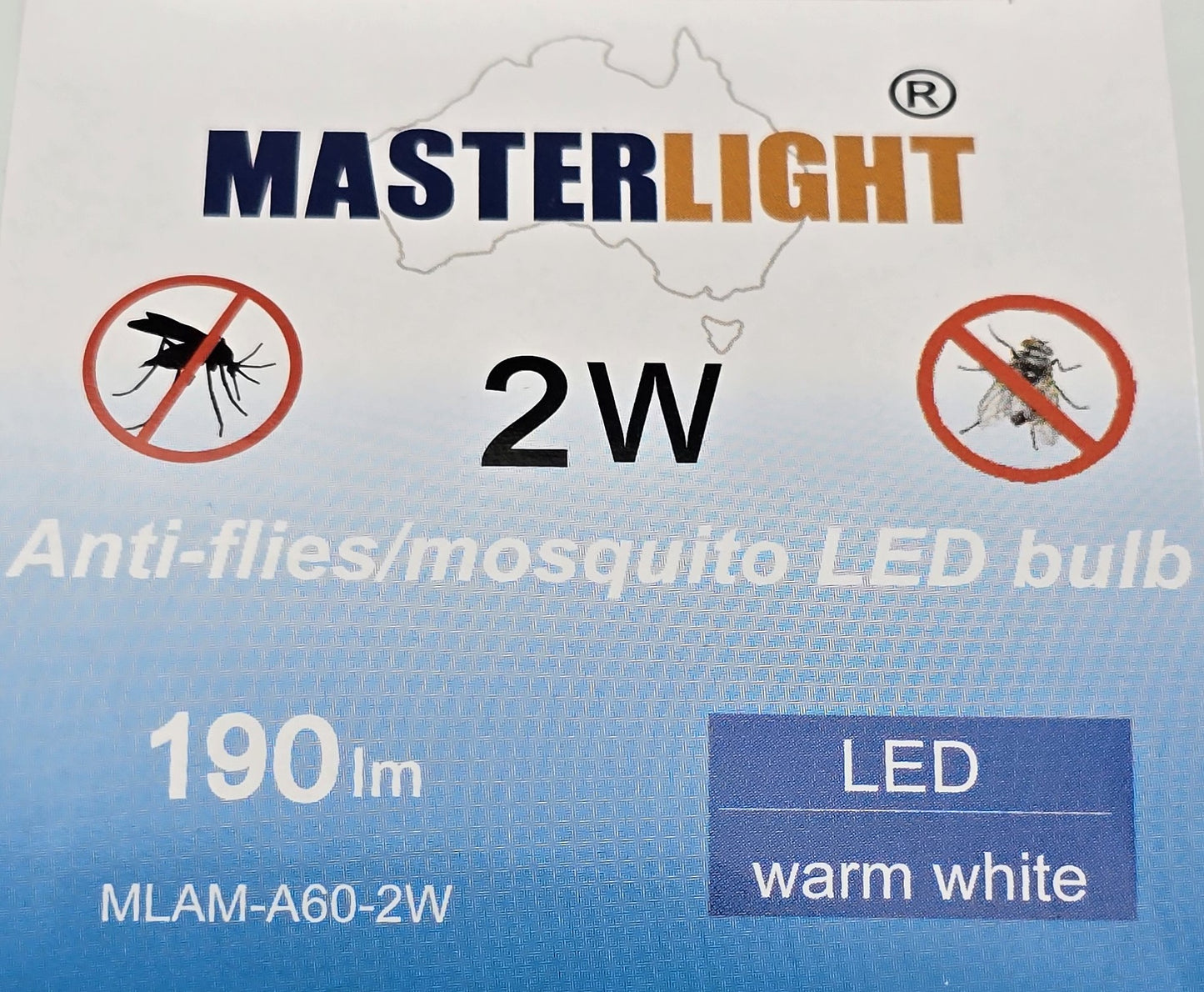 MasterLight MLAM-A60-2W Anti-Mosquito LED Bulb B22 2W 190lm Warm Wh [2Pk] (NEW)