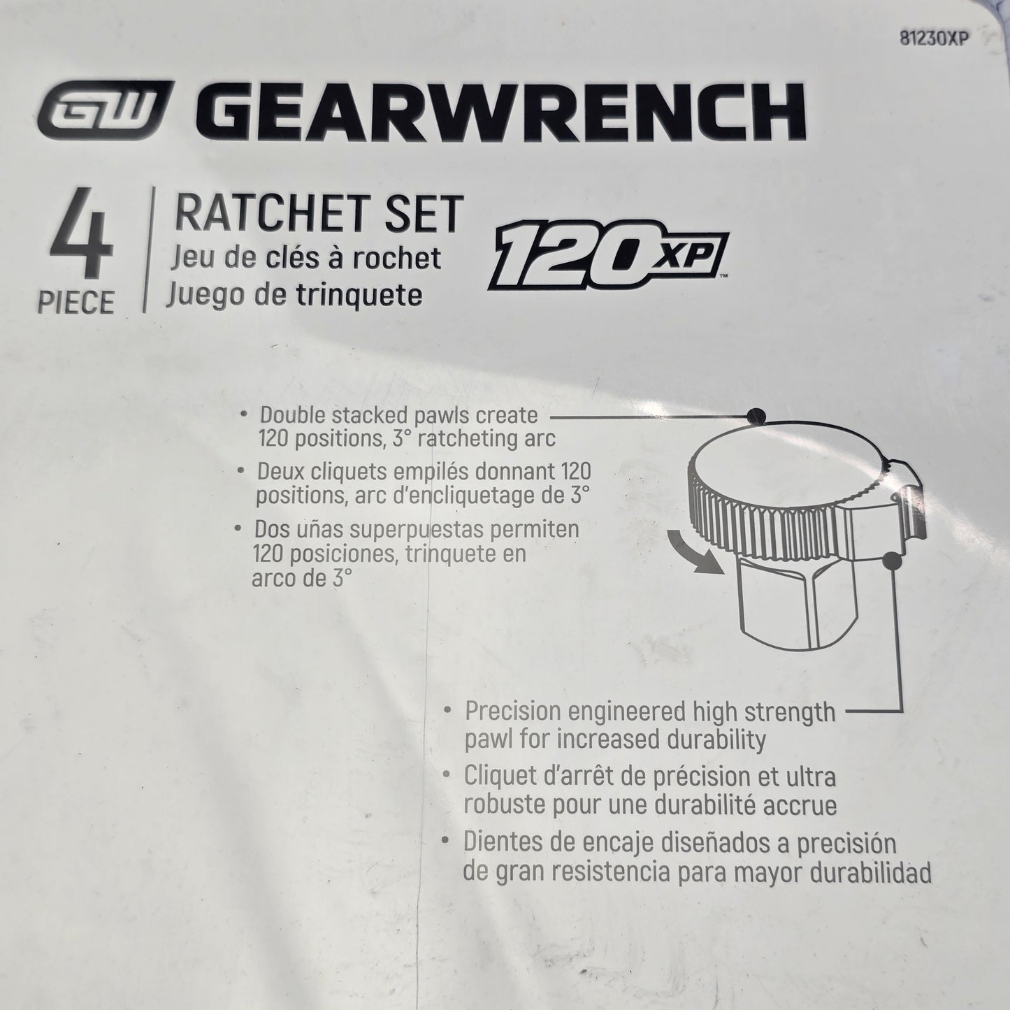 GearWrench 81230XP 4-Piece 120XP Ratchet Set – 1/4" 3/8" 1/2" Drive (NEW Sealed)