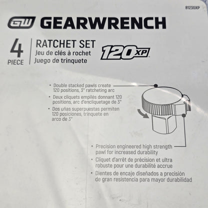 GearWrench 81230XP 4-Piece 120XP Ratchet Set – 1/4" 3/8" 1/2" Drive (NEW Sealed)