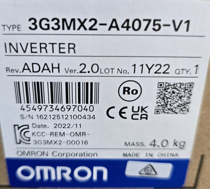 Omron 3G3MX2-A4075-V1 MX2 Inverter 7.5kW 400V 3 Phase VFD (NEW)