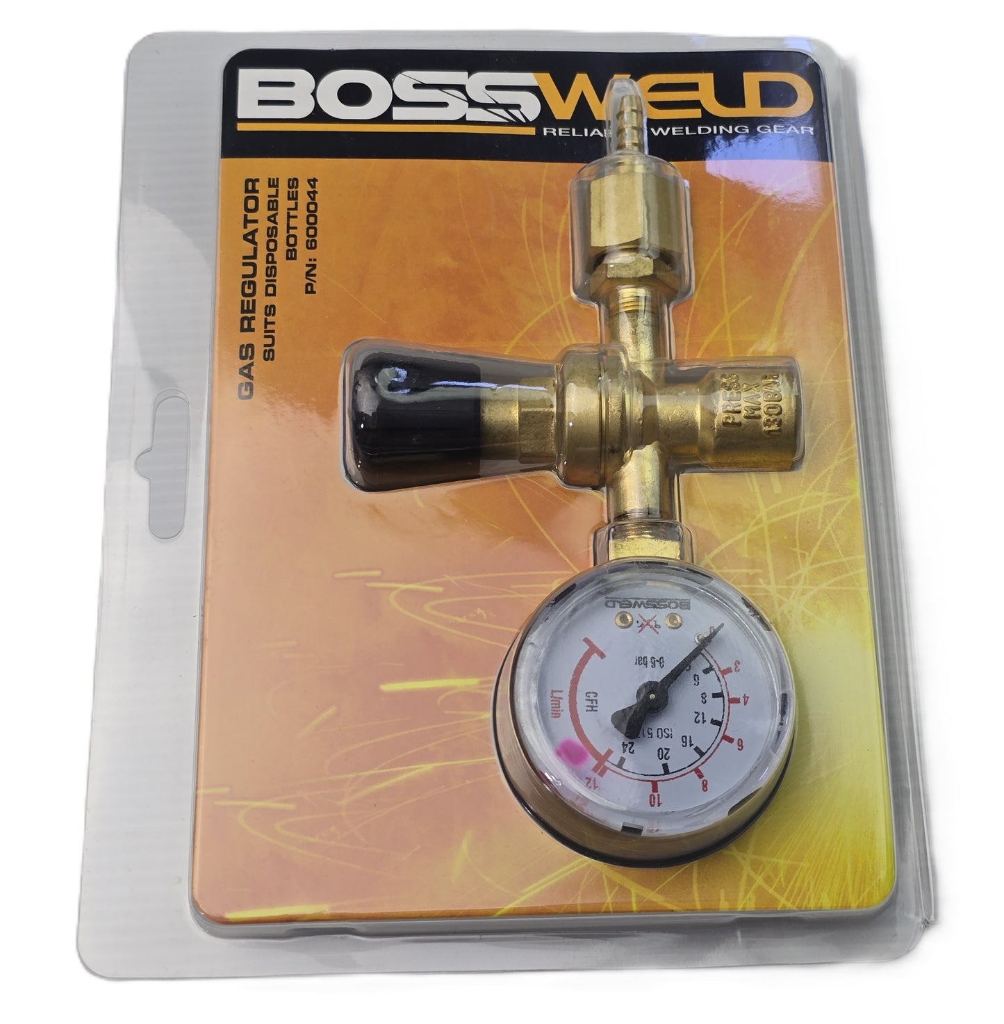BOSSWELD 600044 Gas Regulator Suits Disposable Bottles (NEW Sealed)