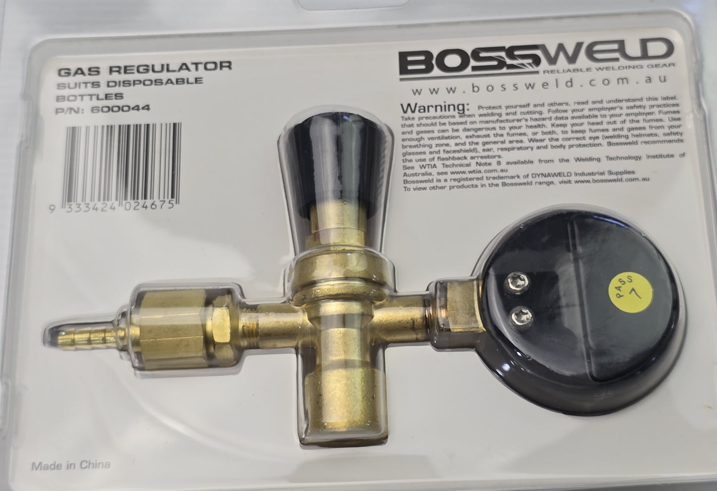 BOSSWELD 600044 Gas Regulator Suits Disposable Bottles (NEW Sealed)
