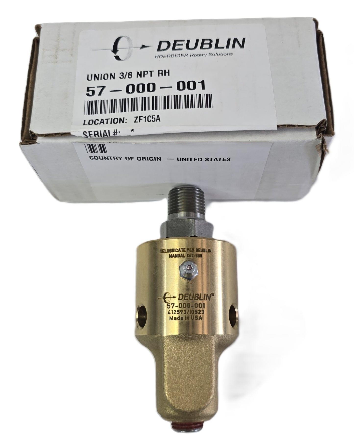 Deublin 57-000-001 Rotary Union 3/8 NPT RH (NEW)