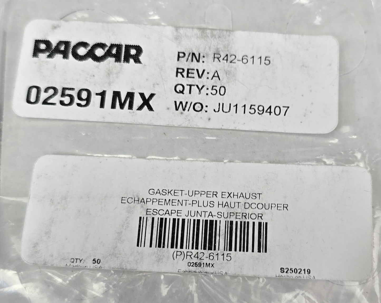 Paccar R42-6115 Upper Exhaust Gasket 02591MX [Pack of 50] (NEW Sealed)