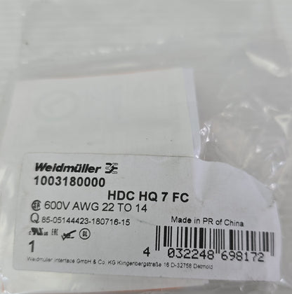 Weidmuller 1003180000 HDC HQ 7 FC Female Insert 7-Pin Heavy Duty Connector (NEW)