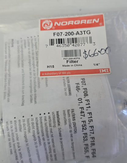 Norgren F07-200-A3TG 1/4" Pneumatic Filter (NEW Sealed)