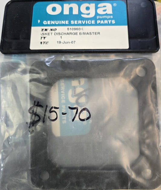 Onga 510960K Discharge gasket for E Master pump assembly (NEW Sealed)