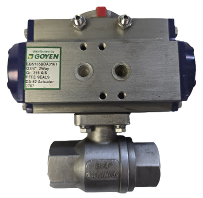 Goyen Pentair  EBS165BDA316T 3/4" SS 2-Way Ball Valve Pneumatic (New Opened)