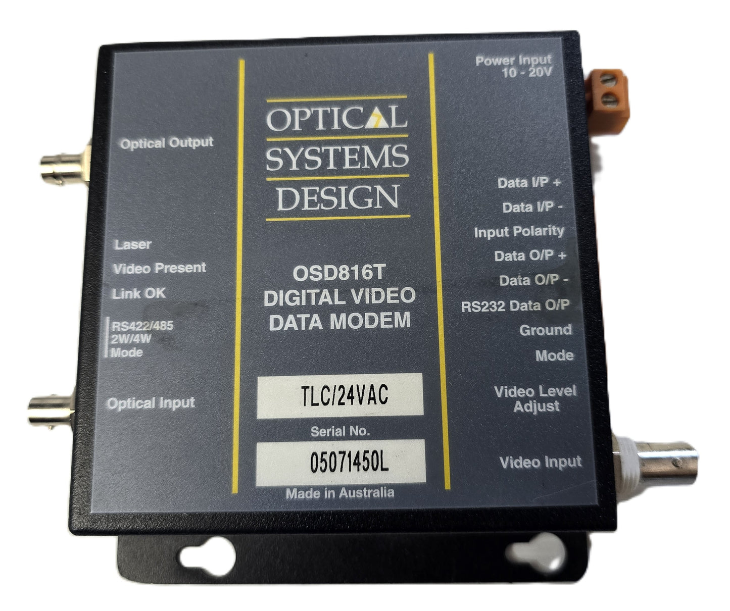 OSD OSD816T Digital Video & Data Modem TLC/24VAC (USED No Acc)