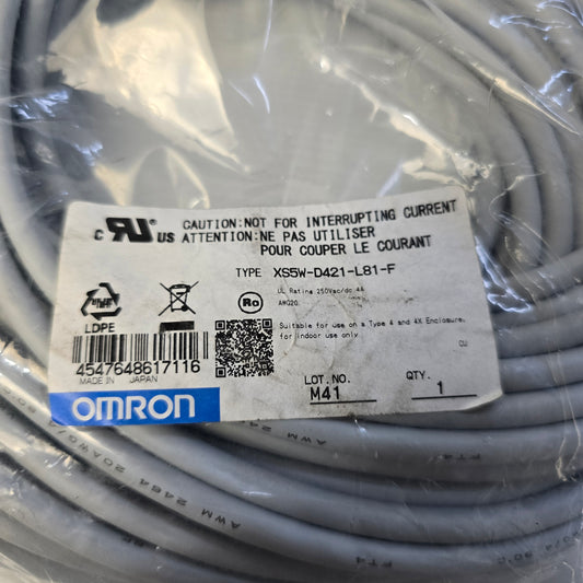 OMRON XS5W-D421-L81-F Sensor/Control Cable Assembly 20m M12 4-Pin (NEW Sealed)