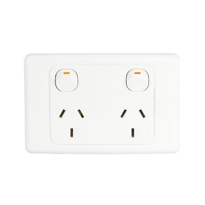 Clipsal 2025-WE Twin Switch Socket Outlet 250V 10A 2000 Series