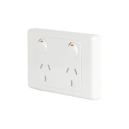 Clipsal 2025-WE Twin Switch Socket Outlet 250V 10A 2000 Series