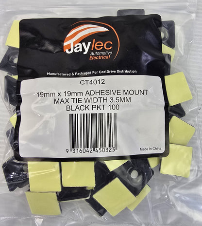 JayLec CT4012 Cable Tie Base/Mount 19x19mm Max 3.5mm [1000Pack] (NEW Sealed)