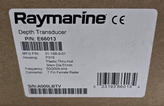 Raymarine E66013 Depth Transducer P319 Thru-Hull 50/200kHz 7-Pin (NEW In Box)