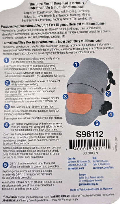 KneePro S96112 Ultra Flex III Knee Pads OD Green Heavy Duty Work (NEW)