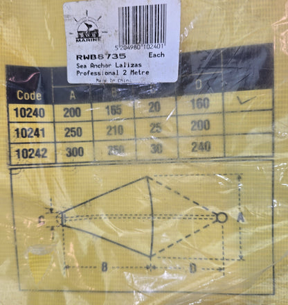 lalizas 10240 RWB8735 Professional Sea Drogue No.1  2m (NEW)