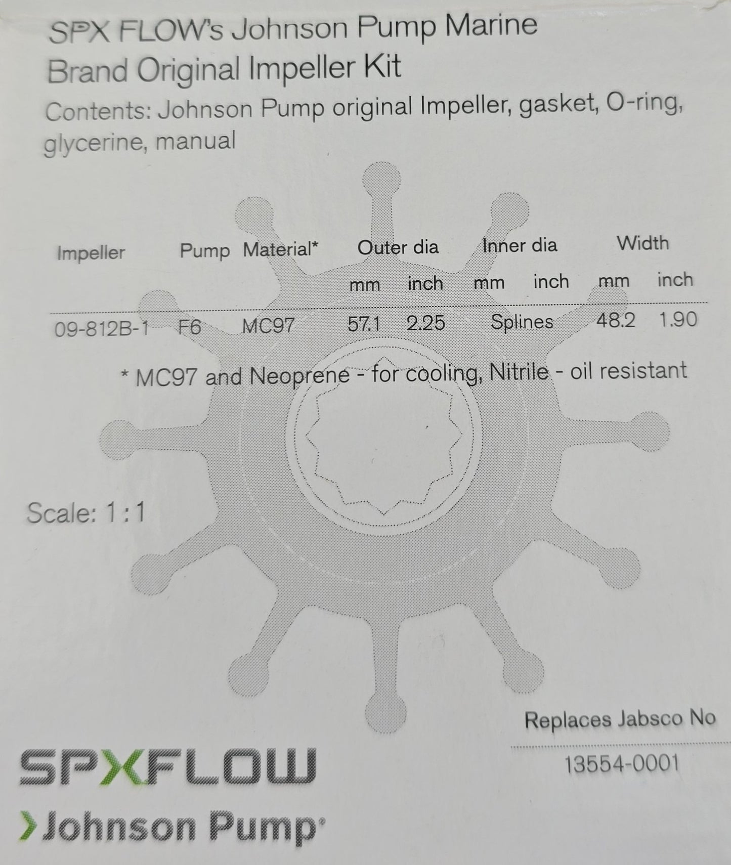 SPXFLOW 09-812B-1 Johnson Pump Sea Water Impeller Kit (NEW In Box)