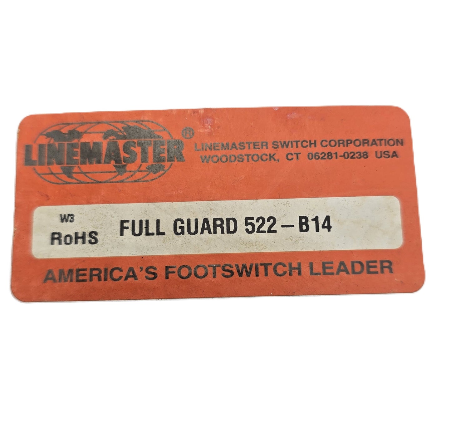 Linemaster 522-B14 Full Guard Foot Switch Heavy Duty Orange (NEW In Box)