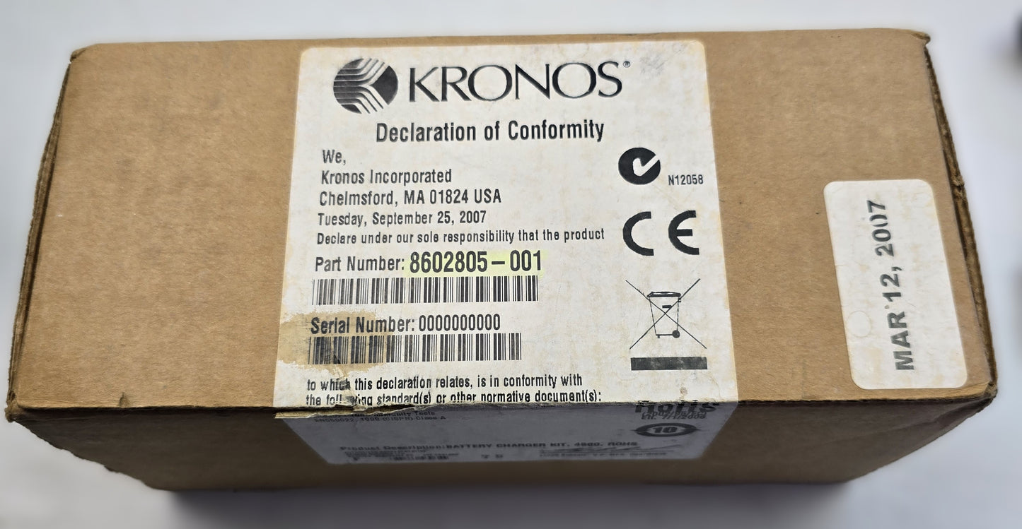 Kronos 8602805-001 Battery Charger Kit 4500 RoHS (NEW Sealed)